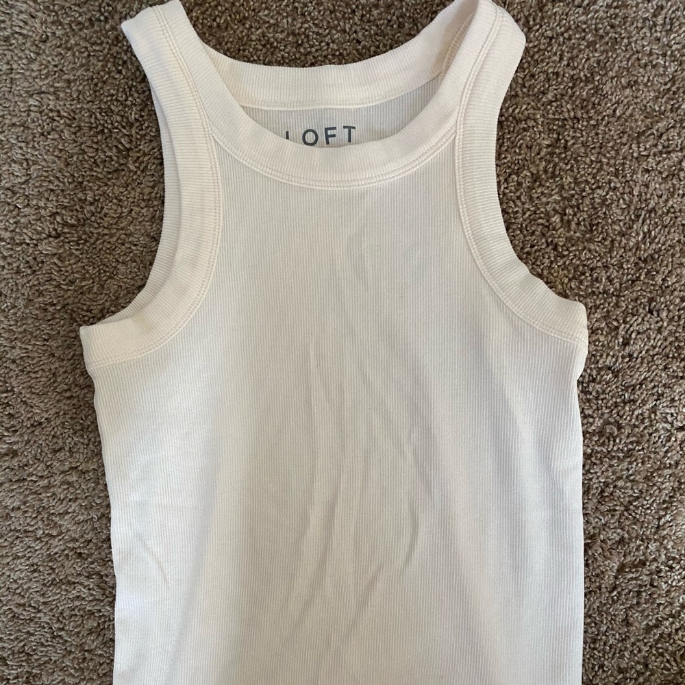 Beige longline ribbed knit tank top